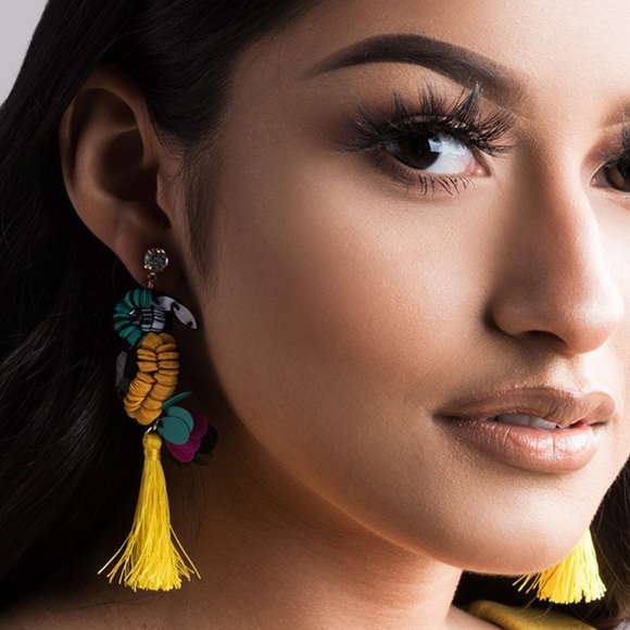 TOUCAN INSPIRED TASSEL EARRINGS (C4) - Picture 2 of 4